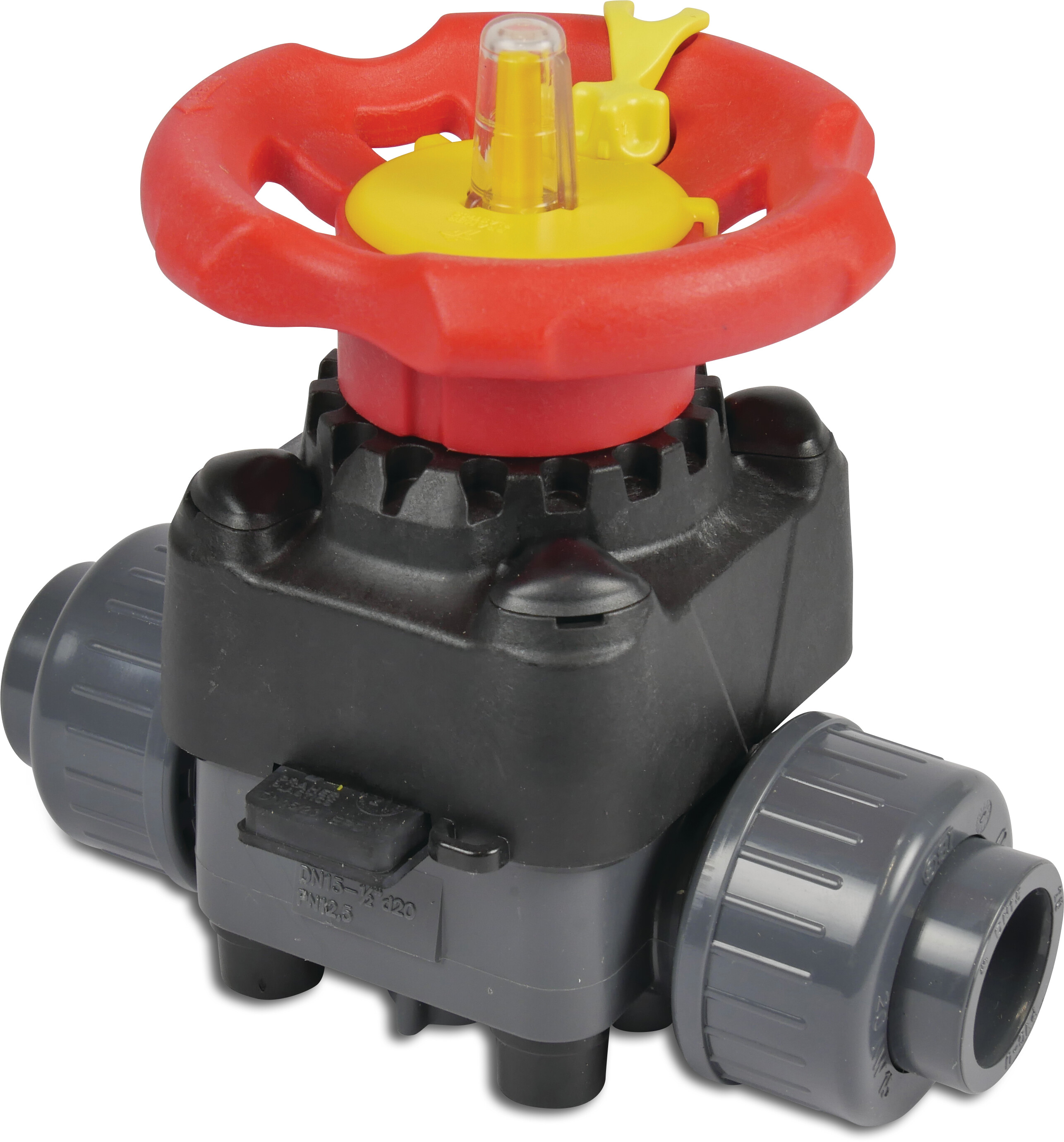 Praher Membranschieber PVC-U 25 mm Klebemuffe 12.5bar DN20 Grau Typ T7